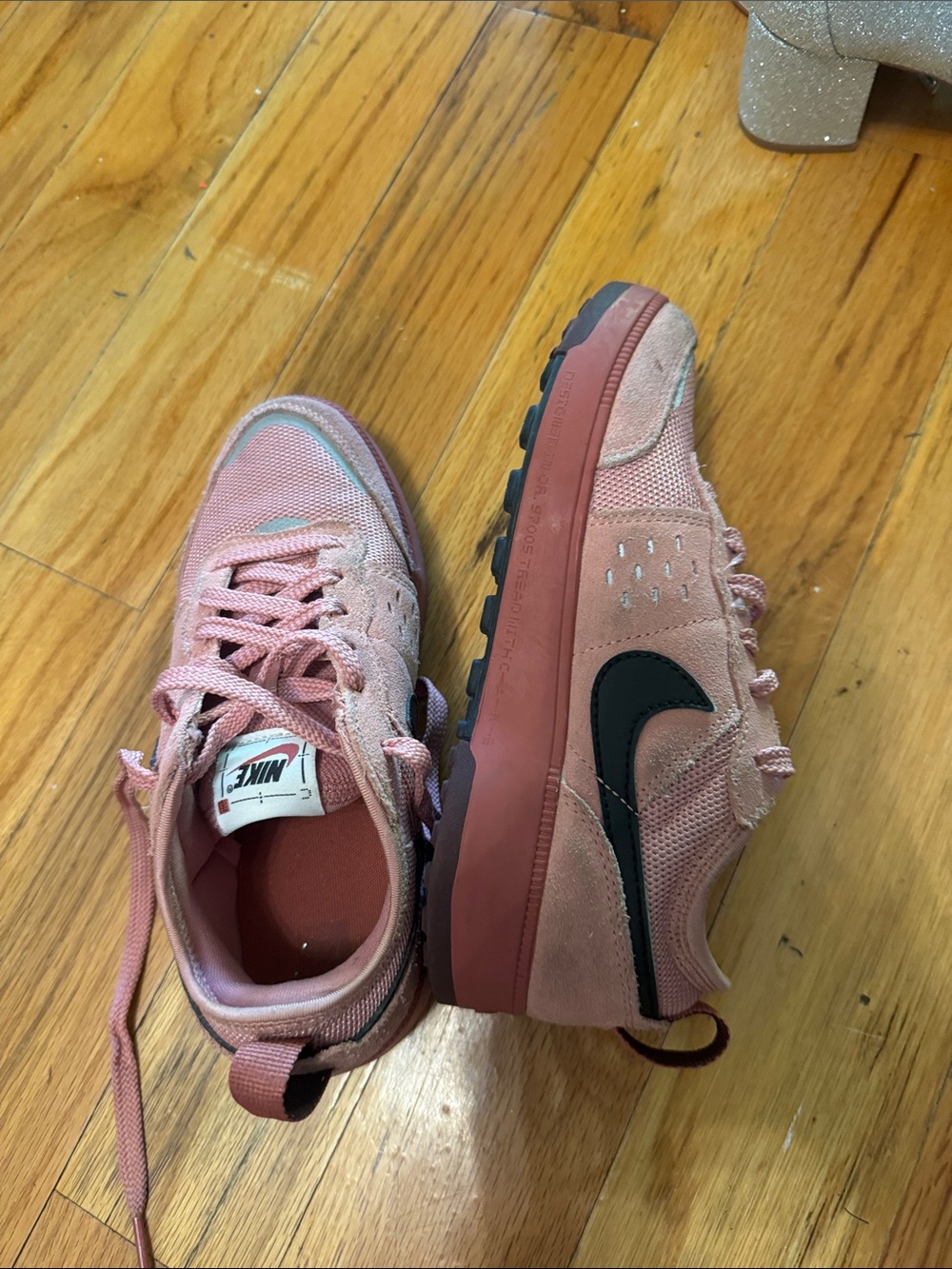 Nike Women's Pink and Black Retro Trainer Sneakers